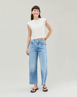 Womens Relaxed Muscle Tee - Pigment Dye Jersey - Bone