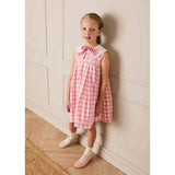 Catherine Gingham Embroidered Sleeveless Trapeze Dress in Pink (12mths- 10yrs)