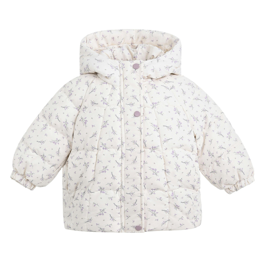 Cream Floral Hooded Jacket