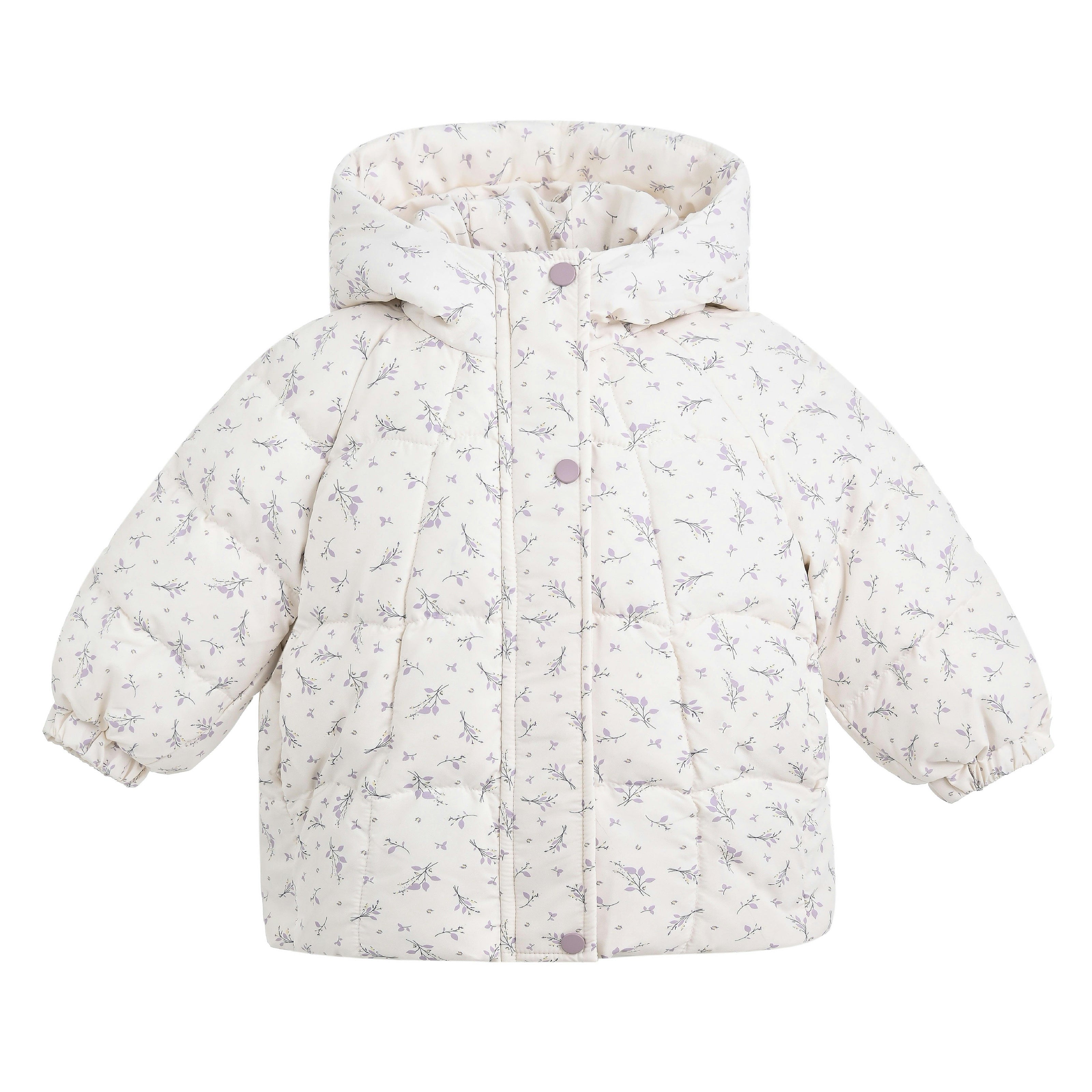 Cream Floral Hooded Jacket