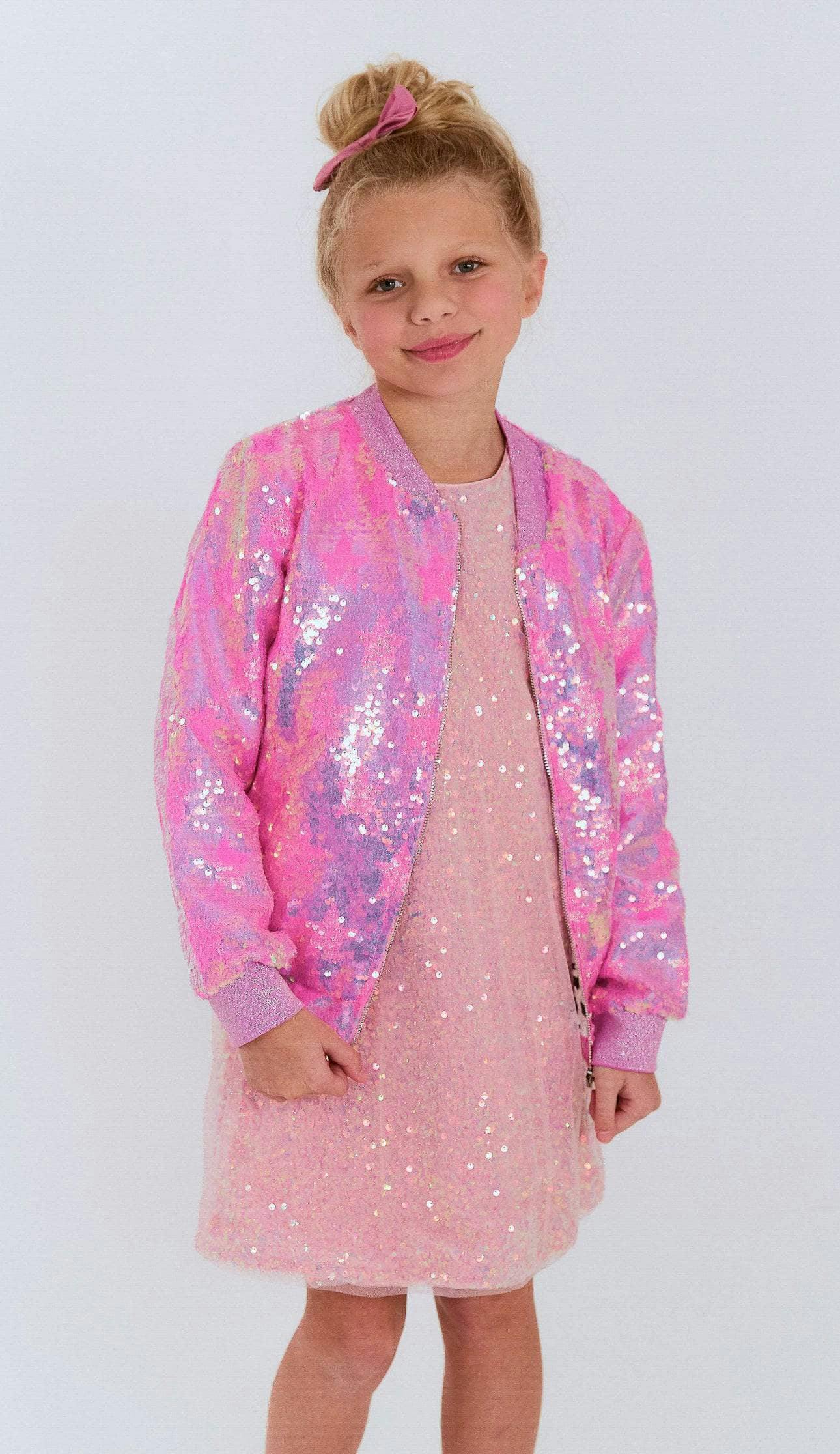Pink Stars Sequin Bomber