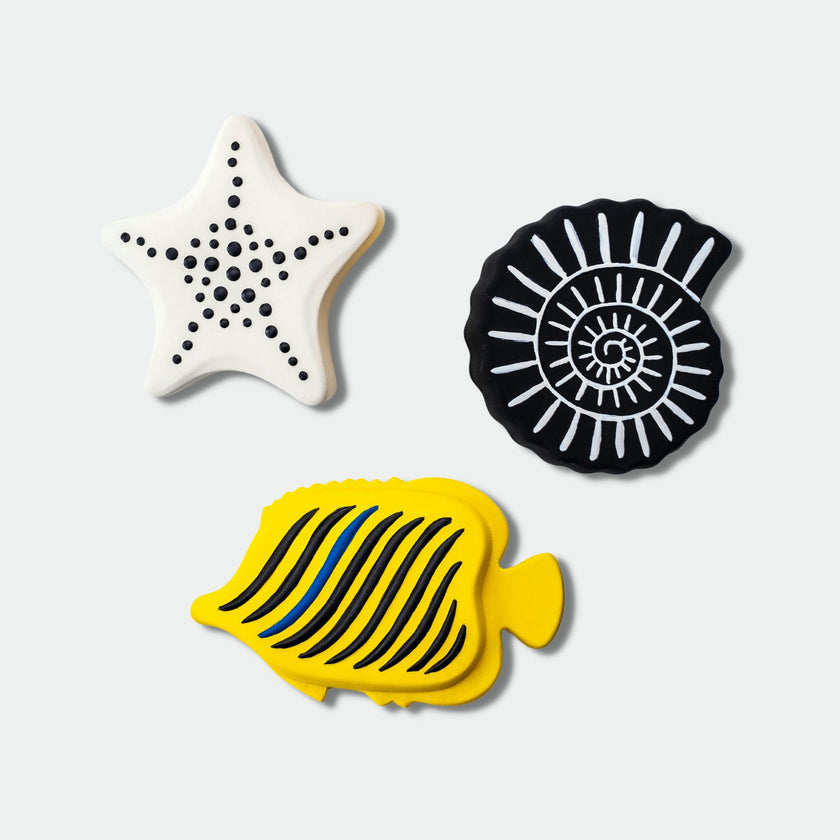 NATURAL RUBBER SENSORY BATH TOYS 3-PACK - Suitable from birth
