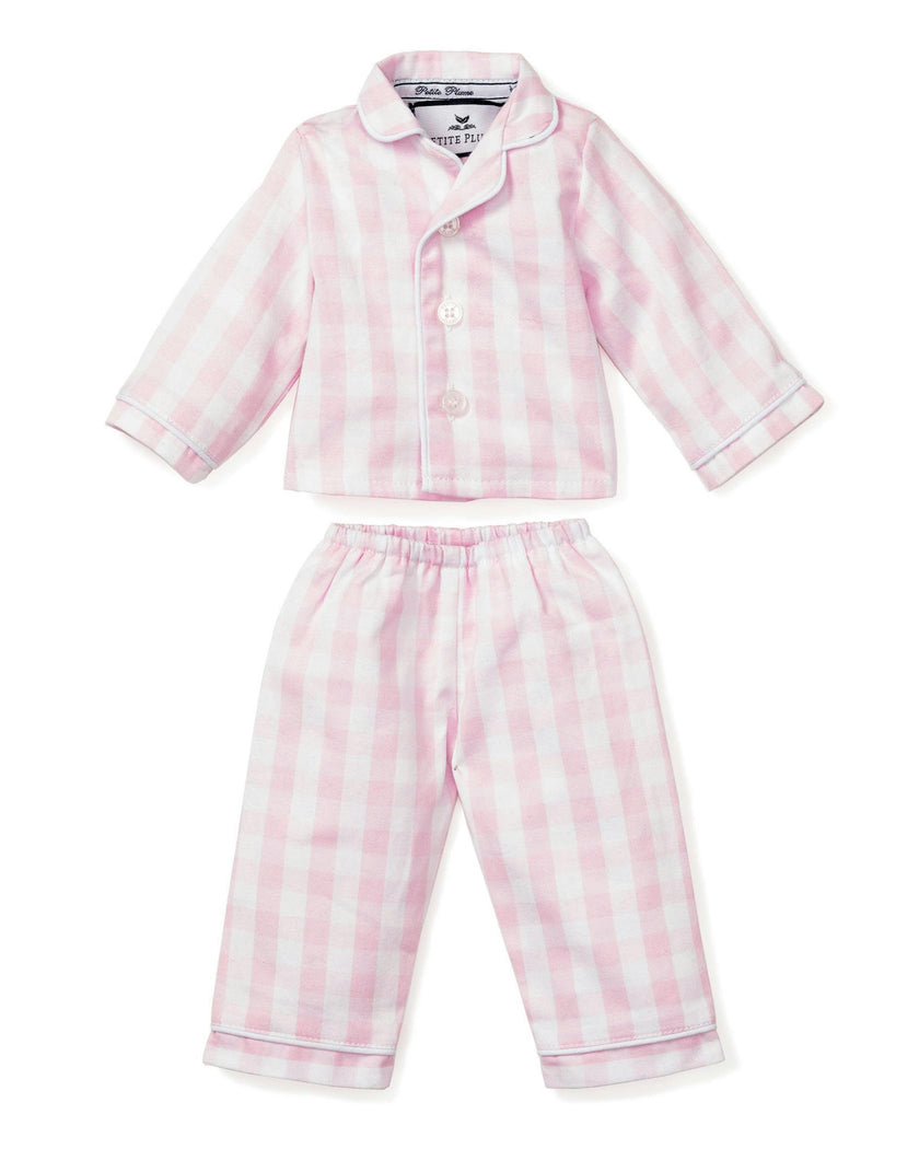Kid's Twill Doll Pajamas in Pink Gingham