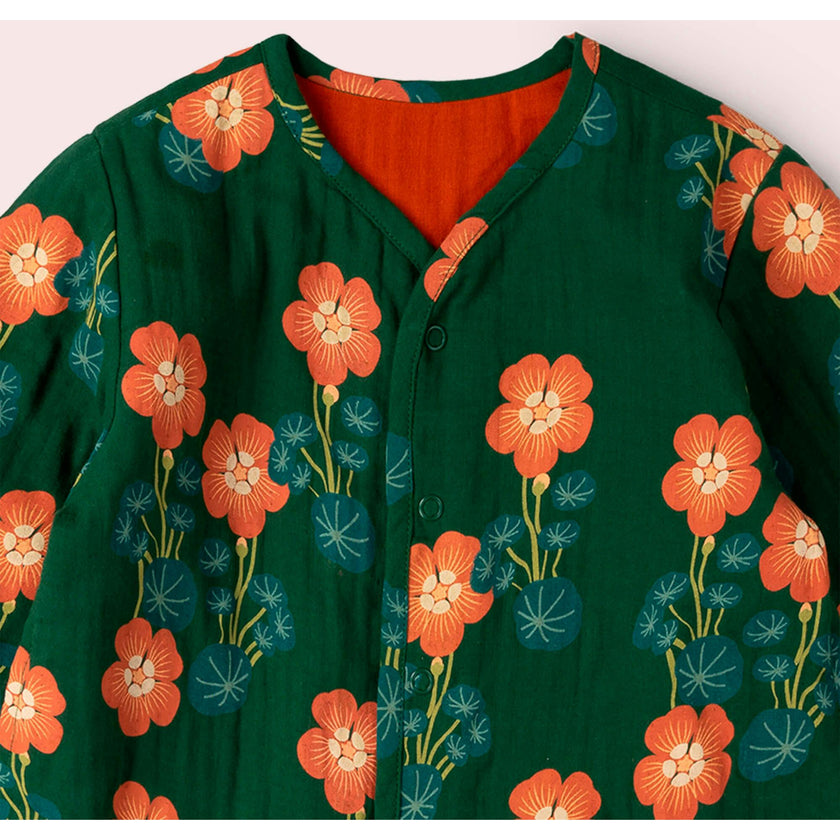 Orange Blooms Reversible Spring Jacket, Green