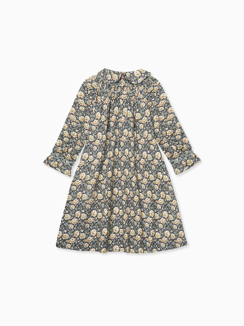 Navy Floral Margot Girl Hand-Smocked Dress