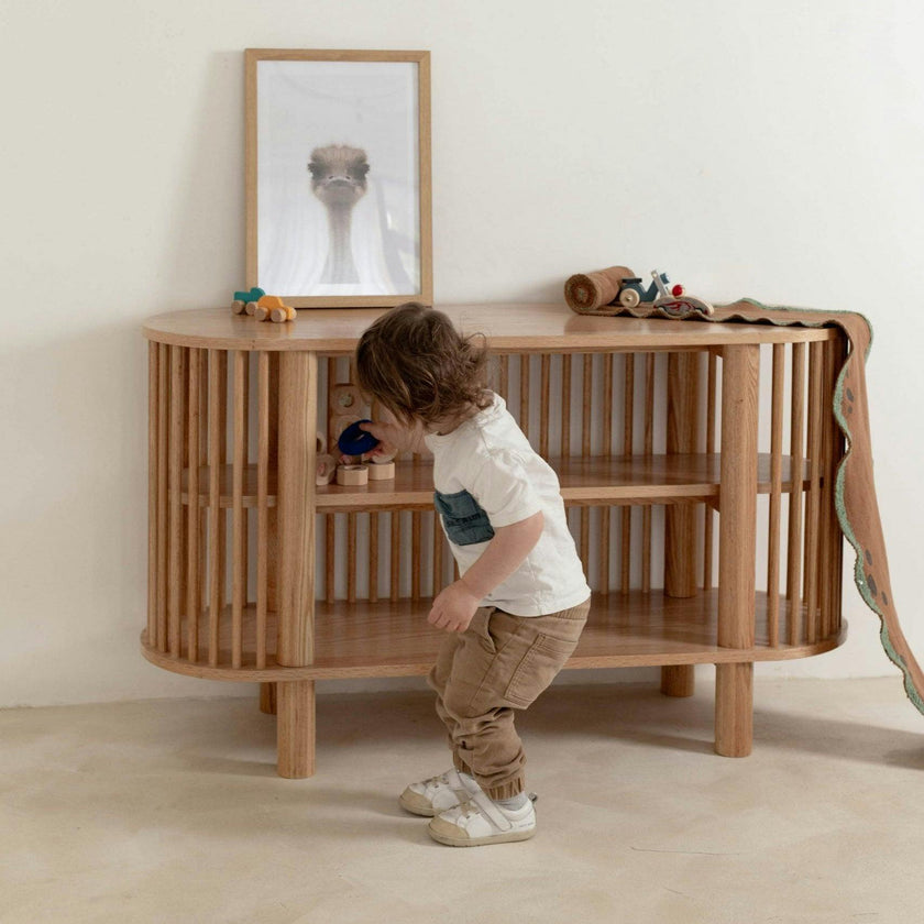 Oak Two Tiered Fluted Shelf