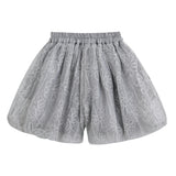 Gray Floral Embroidered Short Set