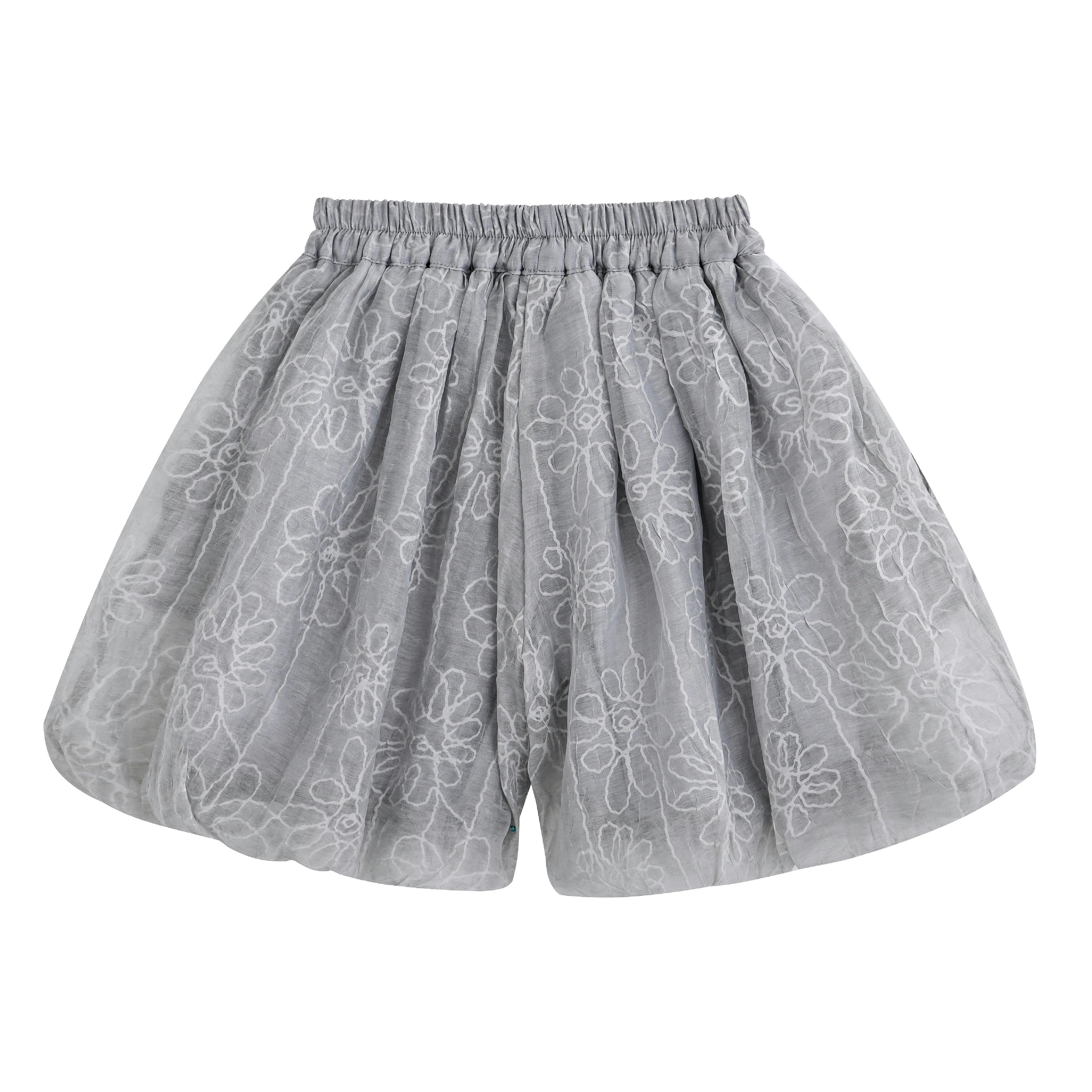 Gray Floral Embroidered Short Set