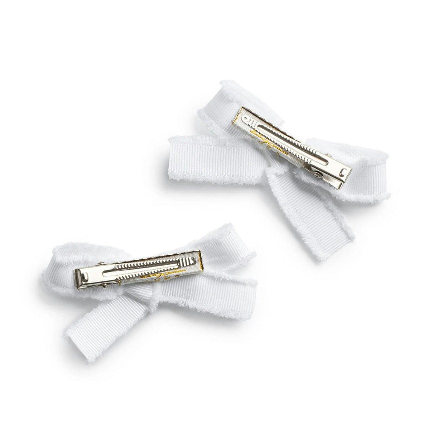 Halo Luxe Dahlia Deconstructed Grosgrain Ribbon Double Clip Set - White