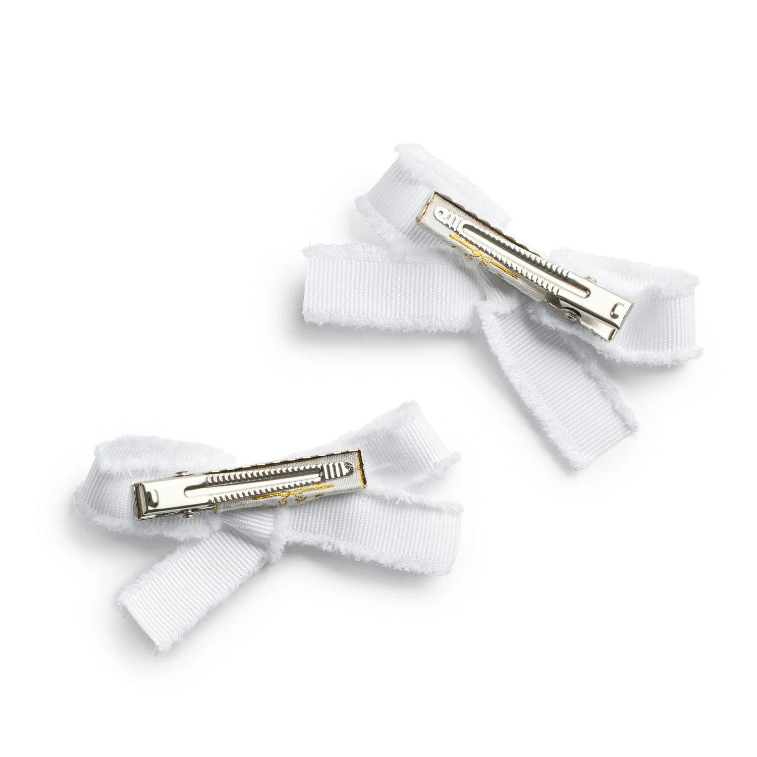 Halo Luxe Dahlia Deconstructed Grosgrain Ribbon Double Clip Set - White