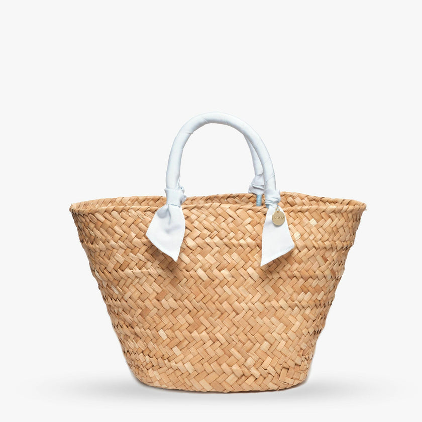 Rosie Woven Straw Ribbon-Handle Tote