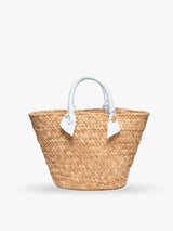 Rosie Woven Straw Ribbon-Handle Tote