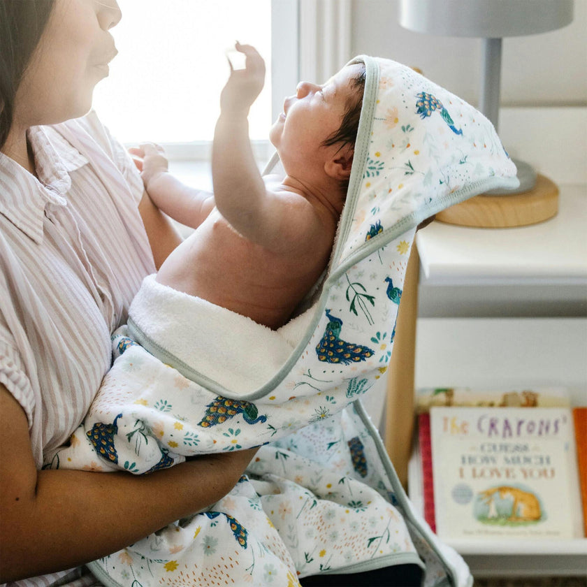 Infant Small Cotton Print Plush Hooded Towel 30X30