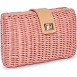 Lou Straw Clutch, Pink