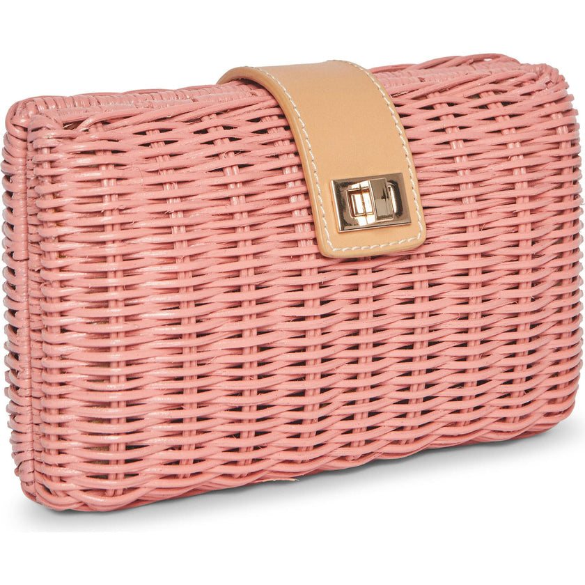 Lou Straw Clutch, Pink