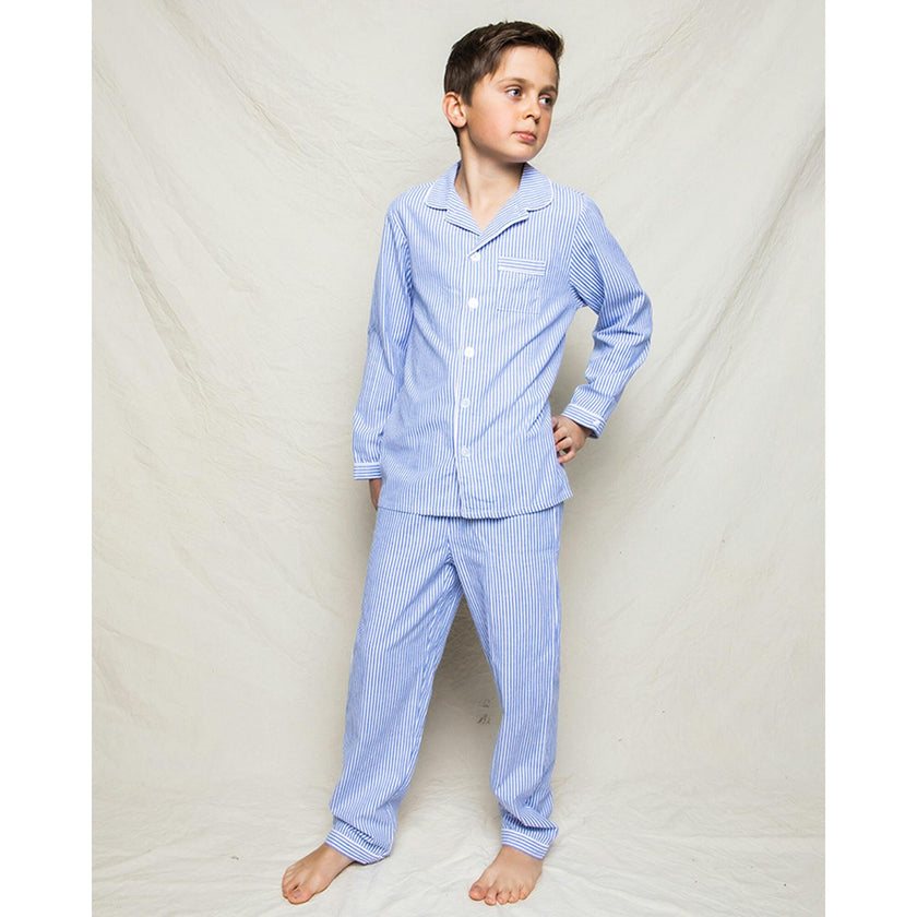Kid's Twill Pajama Set in French Blue Heritage Stripe