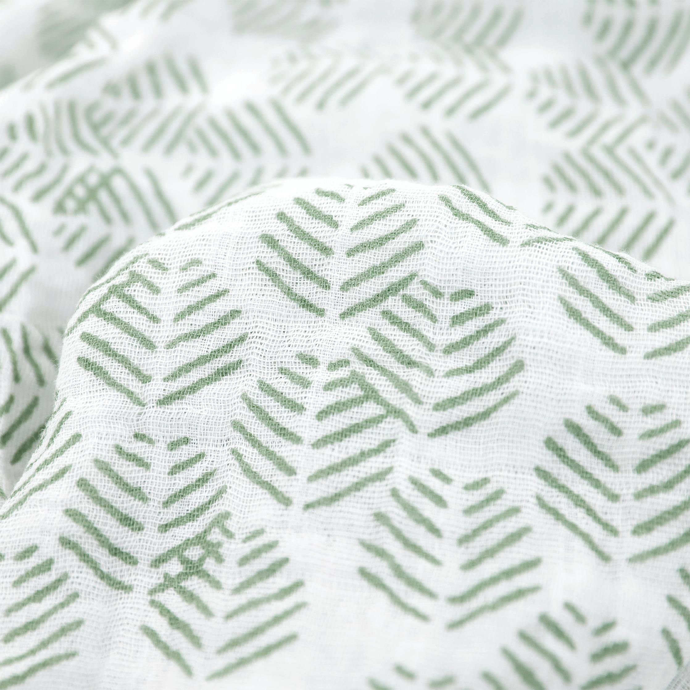Cotton Muslin Swaddle Blanket - Leaf Motif