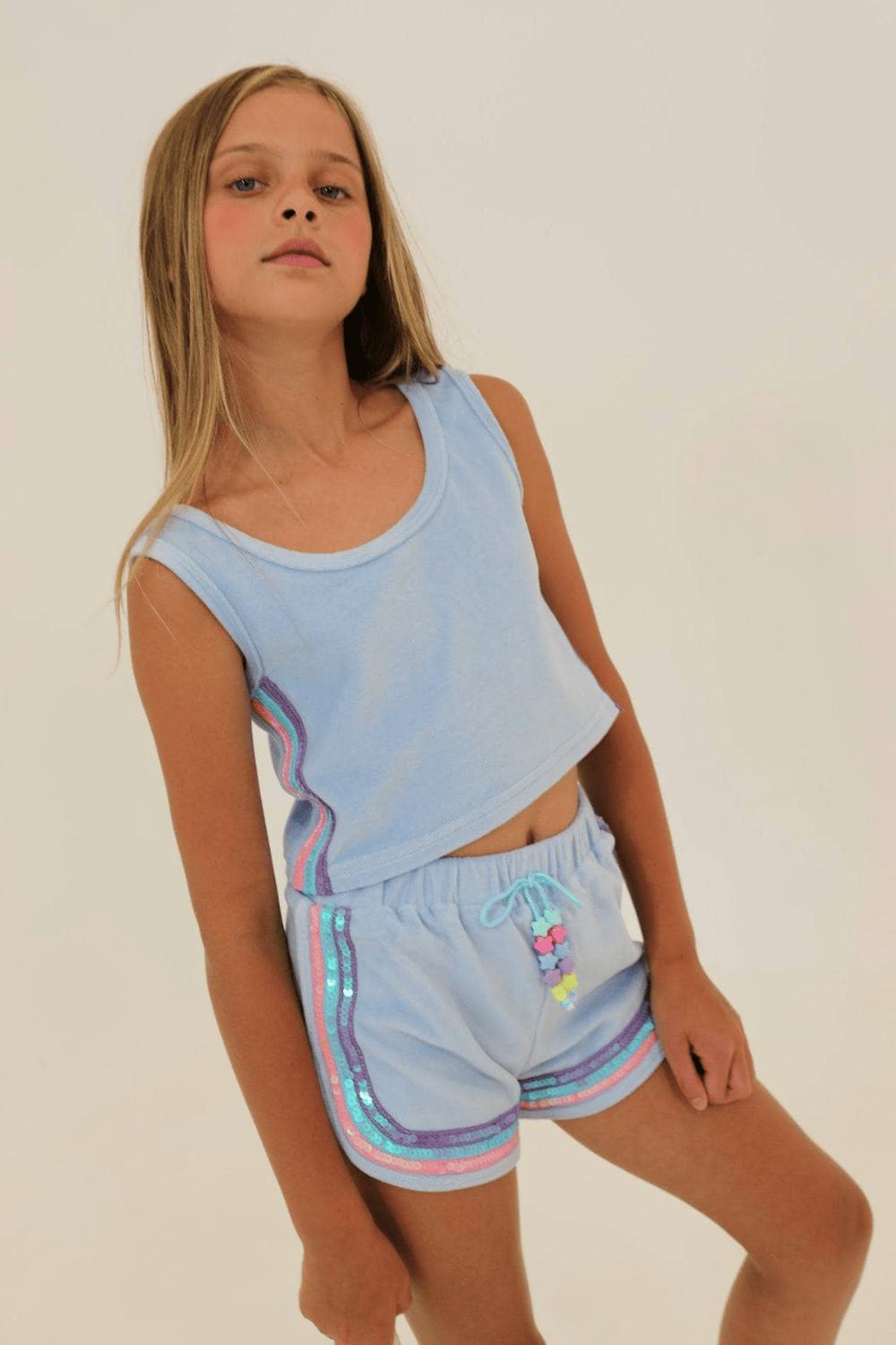 Rainbow Velour Sequin Tank Set