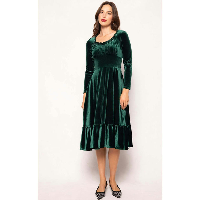 Cypress Dress in Green Velvet
