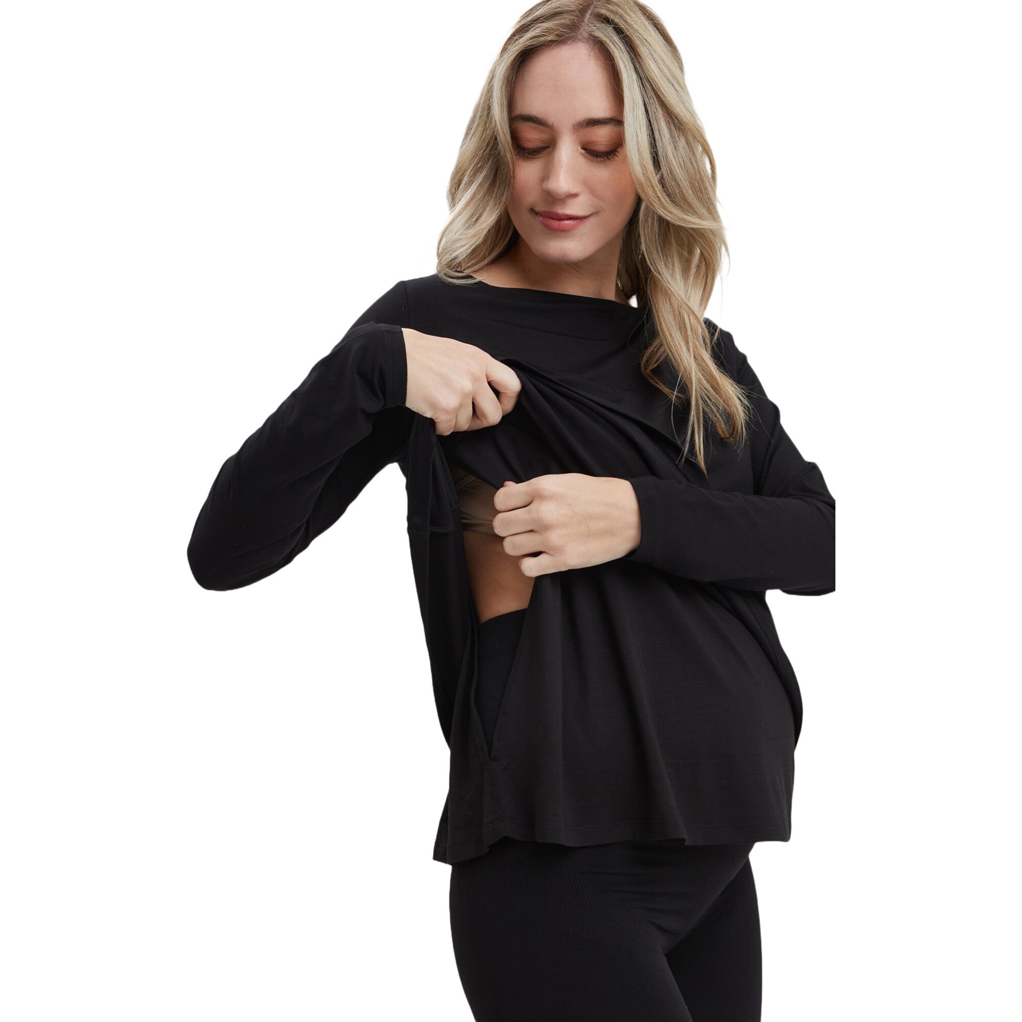 Nicolette Boat Neck Long Sleeve Nursing Tee