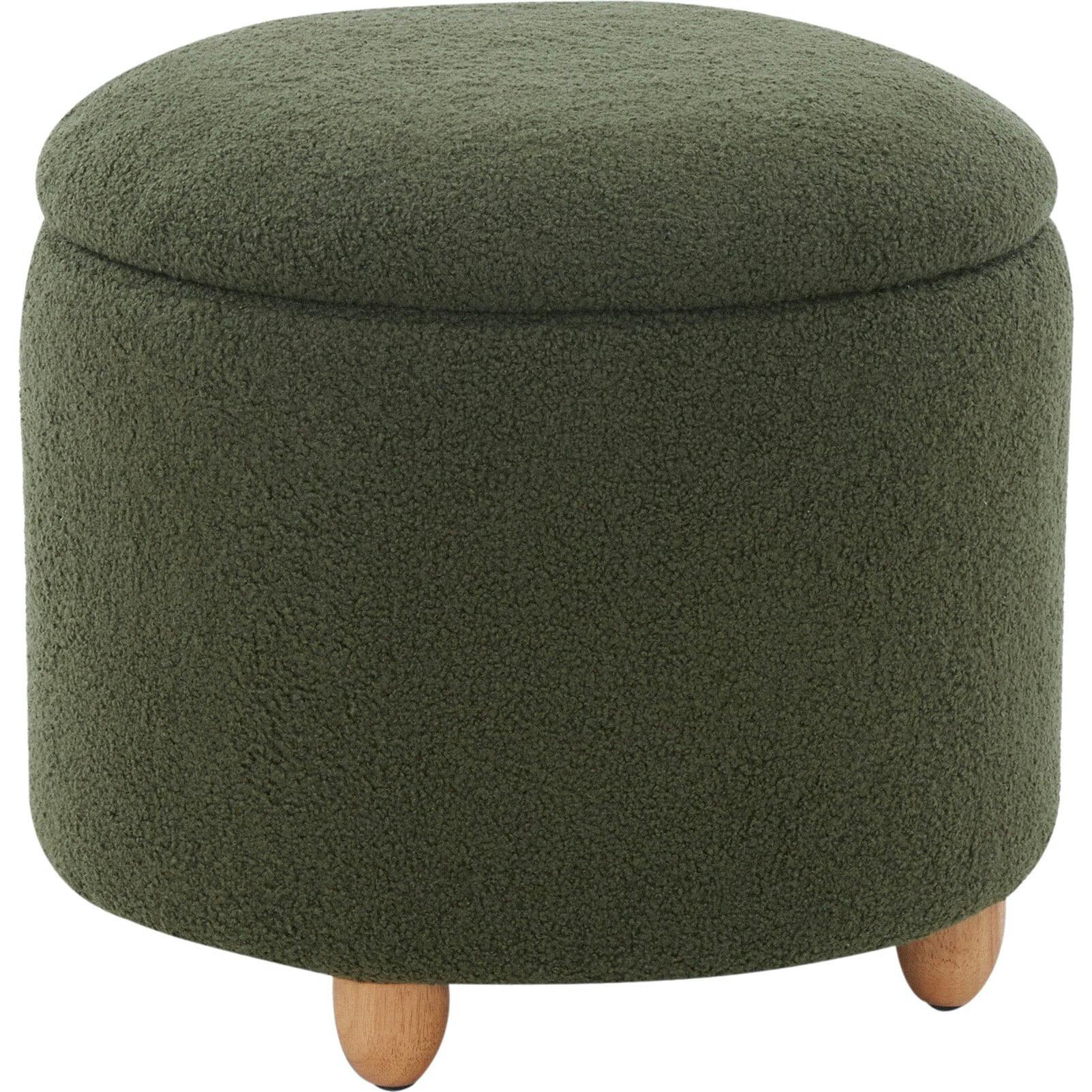 Mariabella Teddy Storage Ottoman / Olive Green / Natural