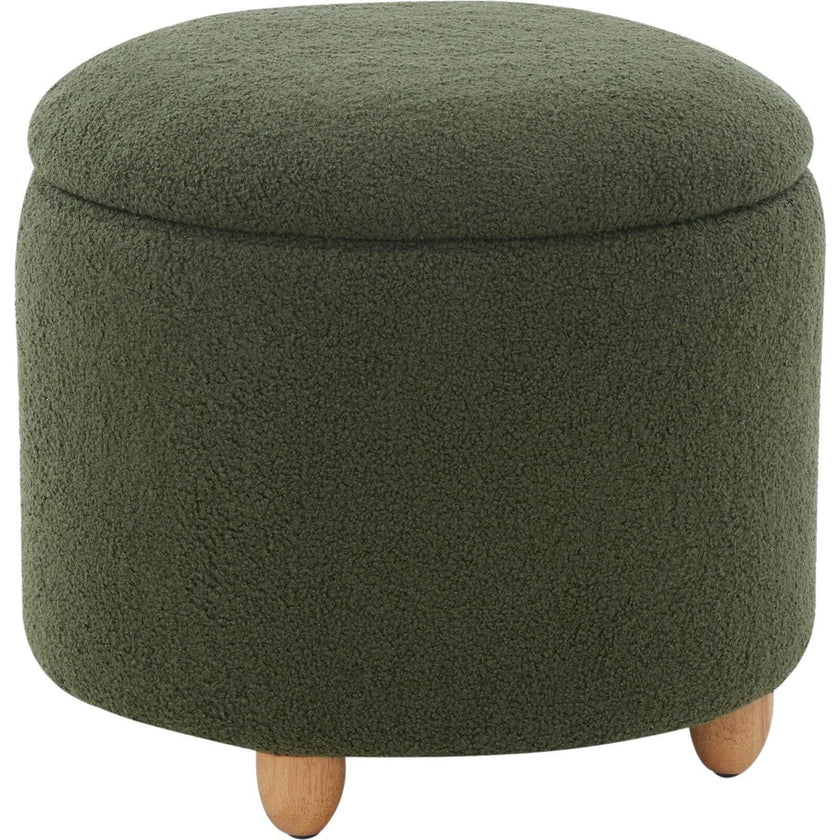 Mariabella Teddy Storage Ottoman / Olive Green / Natural