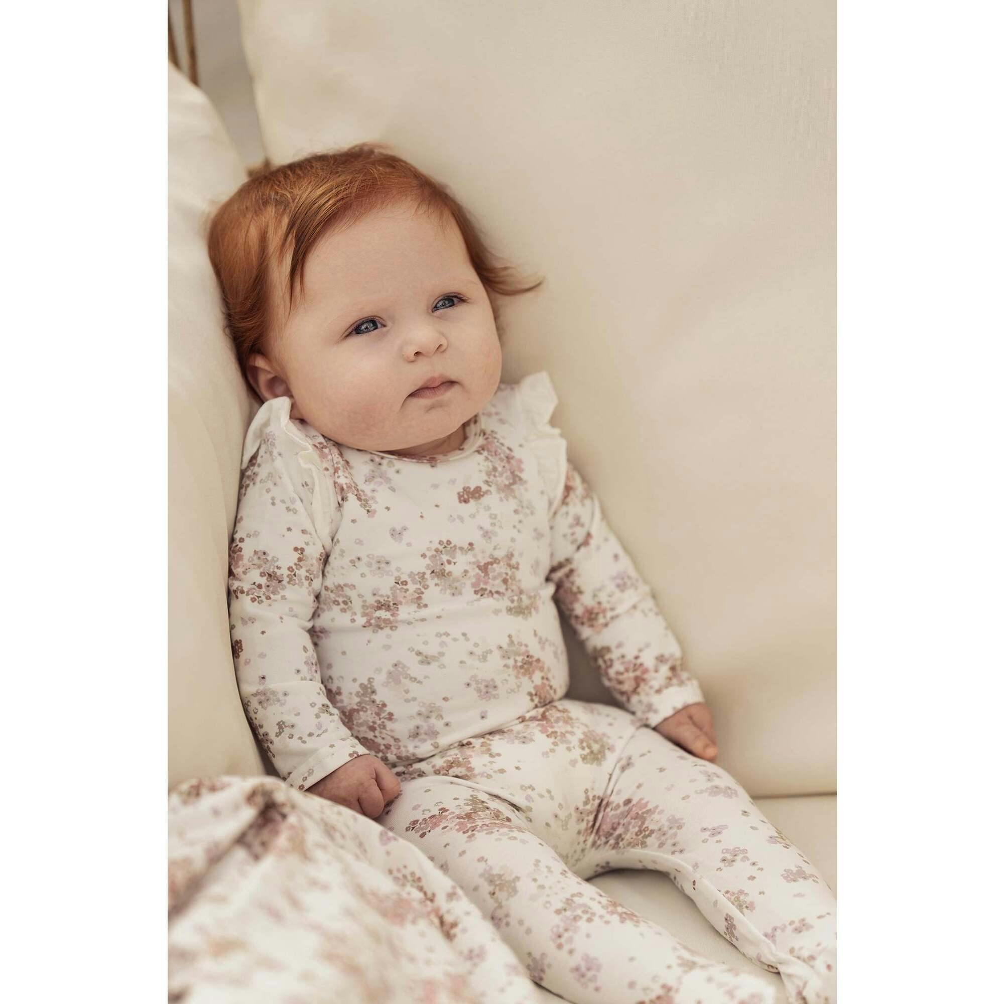 Baby Blooming Ruffle Shoulder Footie