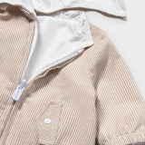 Beige Striped Hooded Jacket