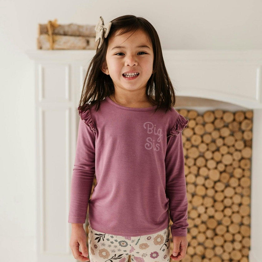 Girls Long Sleeve Ruffle Top in Big Sis