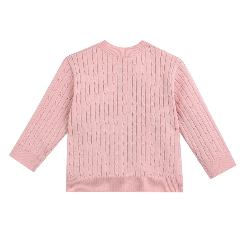 Pink Cable Knit Cardigan