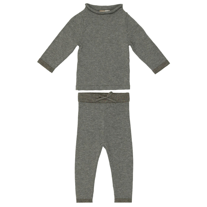 Half Flecked Long Sleeve Sweater & Pant 2-Piece Set