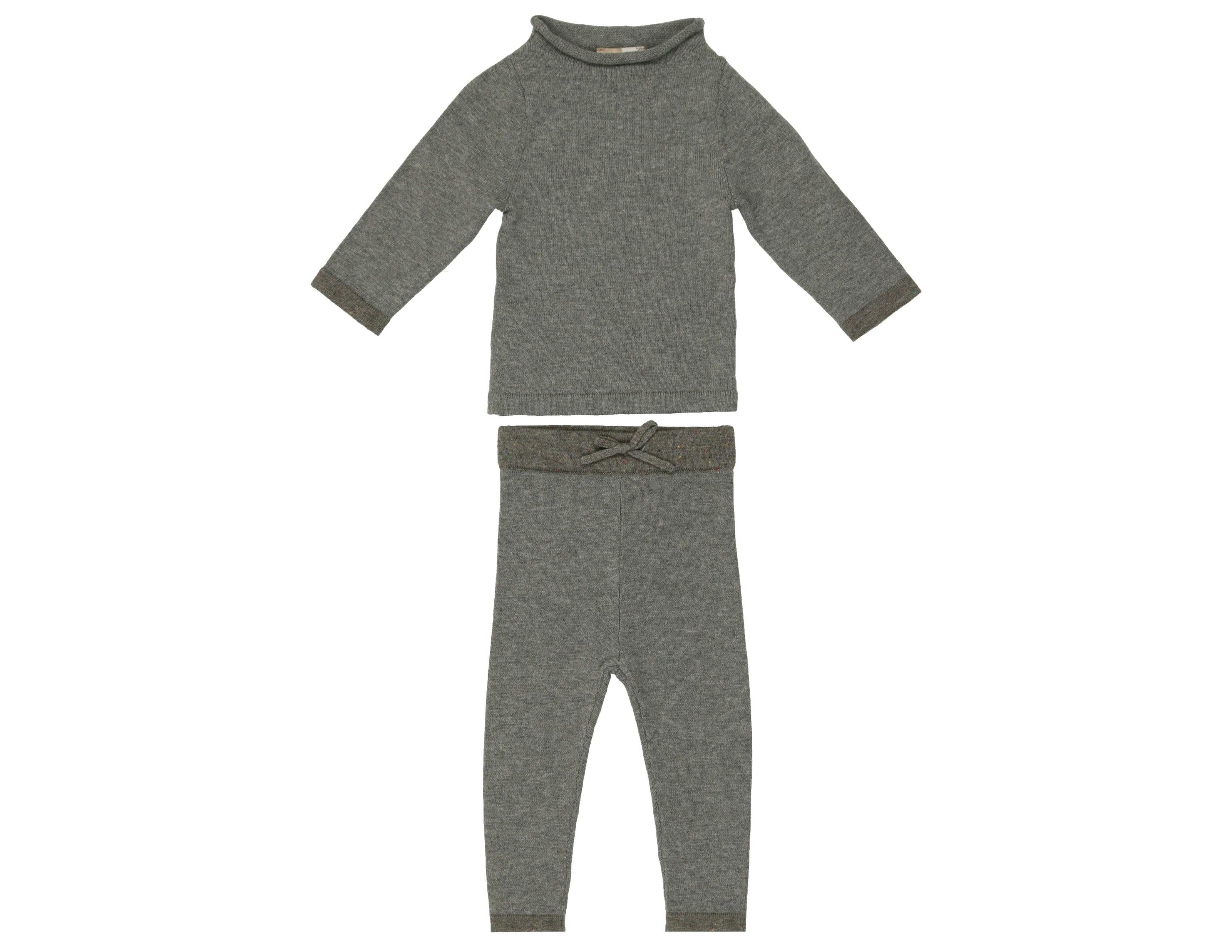 Half Flecked Long Sleeve Sweater & Pant 2-Piece Set