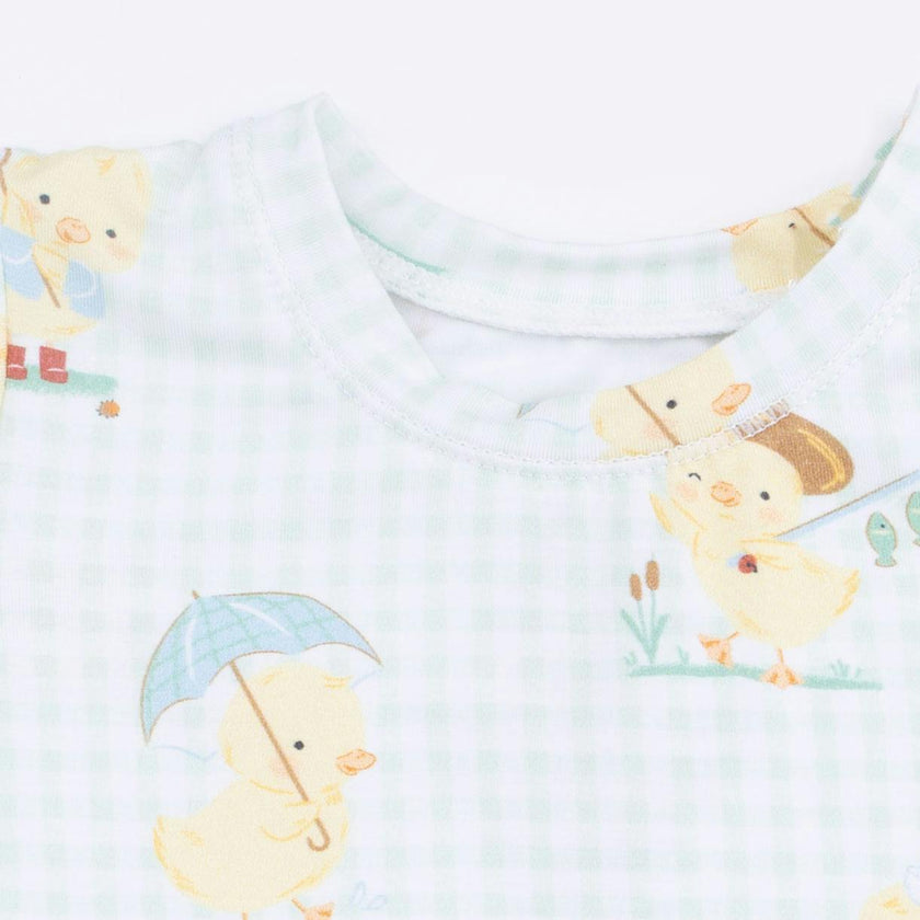 Vintage Spring Ducklings Green - Loungewear Short Set