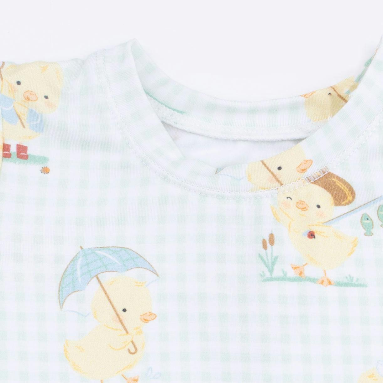 Vintage Spring Ducklings Green - Loungewear Short Set
