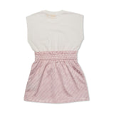 Pink Jacquard Off Satin Mix Dress