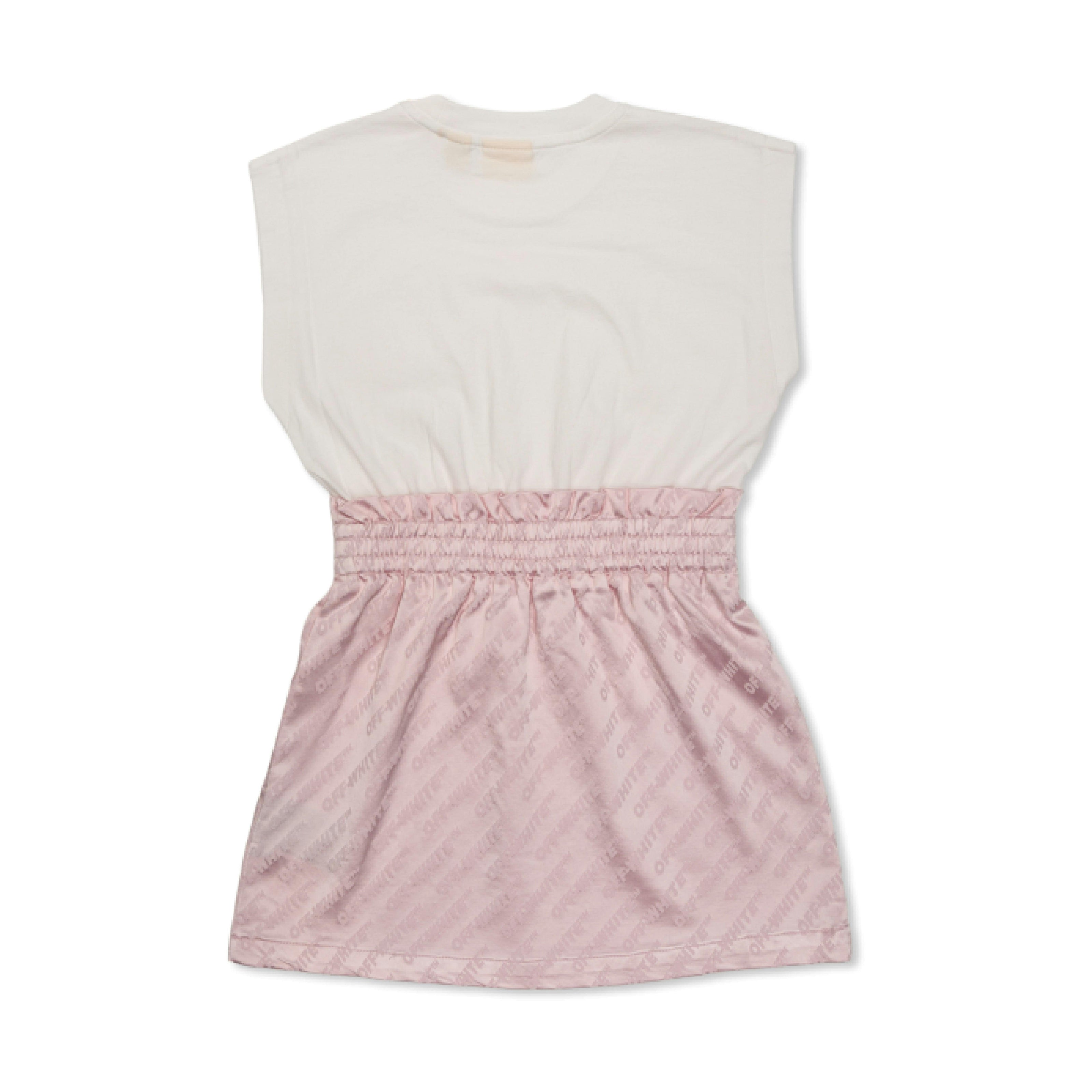 Pink Jacquard Off Satin Mix Dress