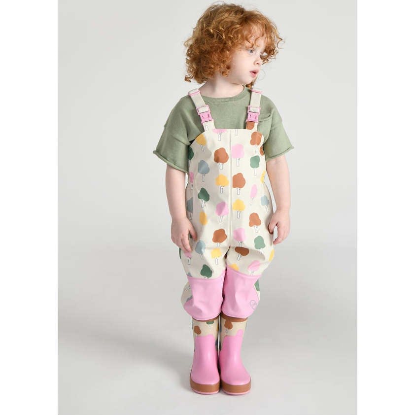 Tree Print Rain Suspender Pants