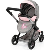 Bayer Design Dolls: Pram Xeo - Grey & Pink