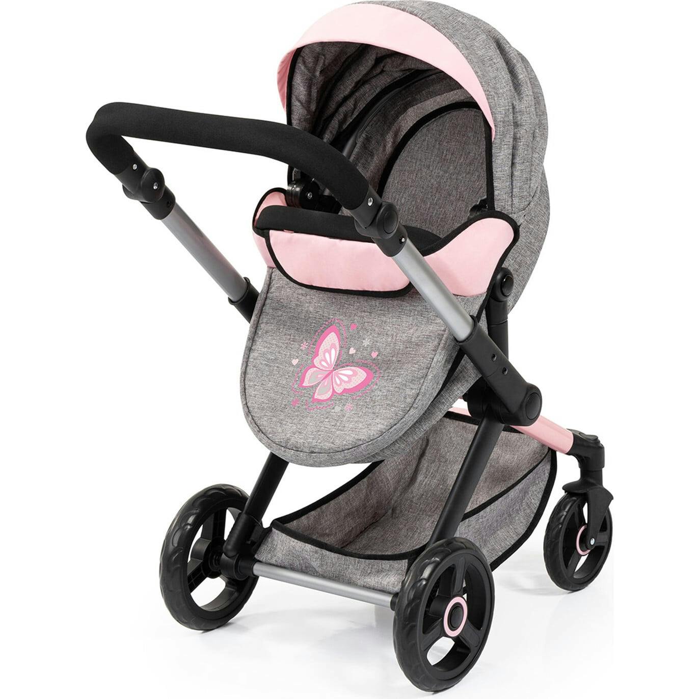 Bayer Design Dolls: Pram Xeo - Grey & Pink