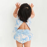 Edda Bamboo Challis Scallop Top Bow Bummie Set