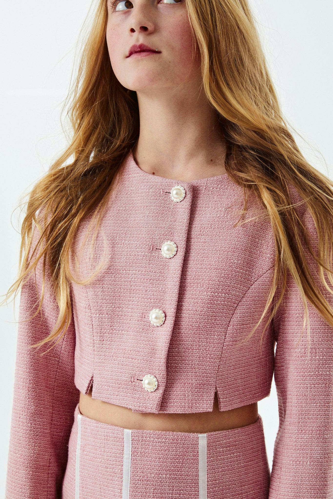 Leah Pink Tweed Two Piece Set