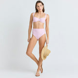 women's blush gingham high waist bikini bottom