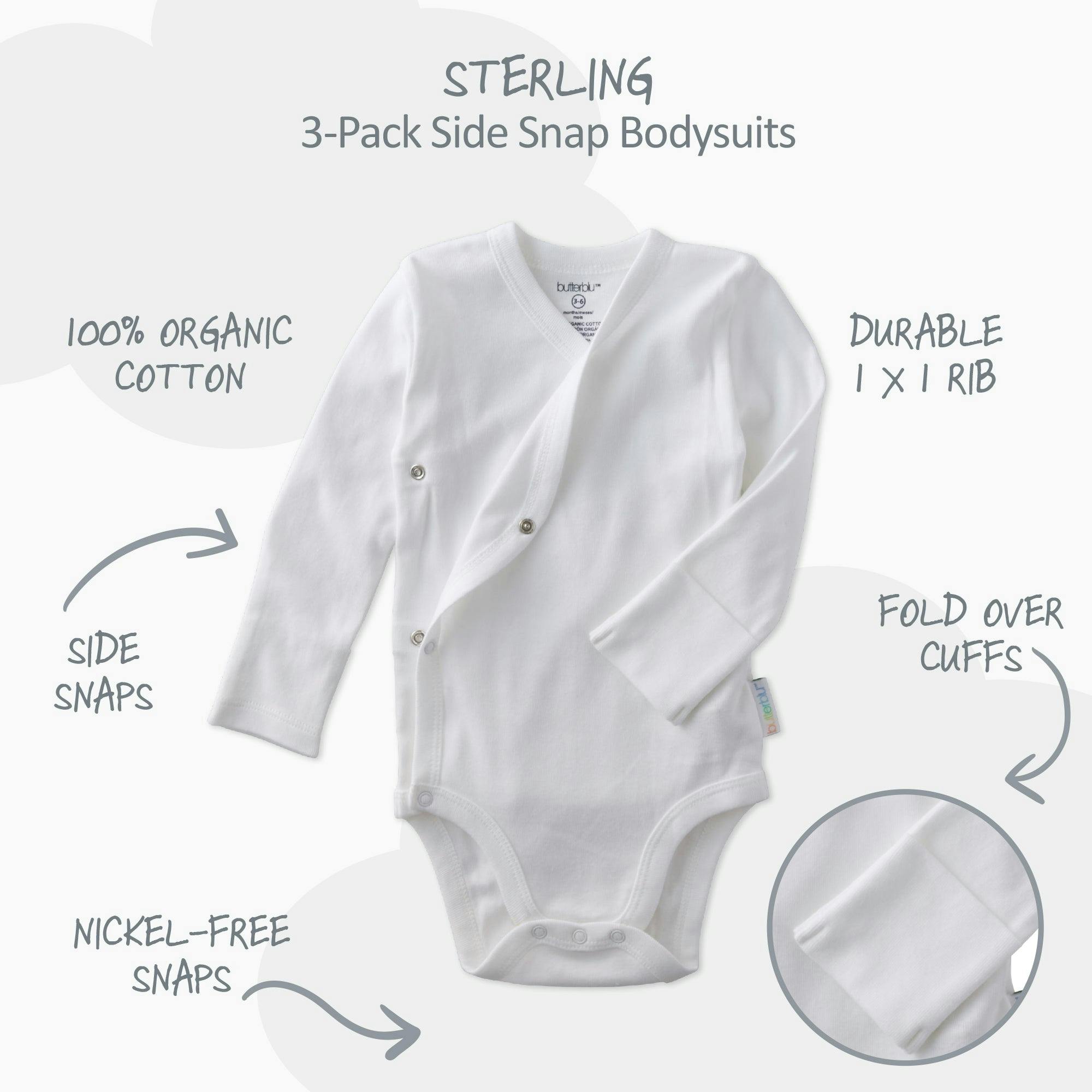 STERLING 3-Pack Side Snap Bodysuit
