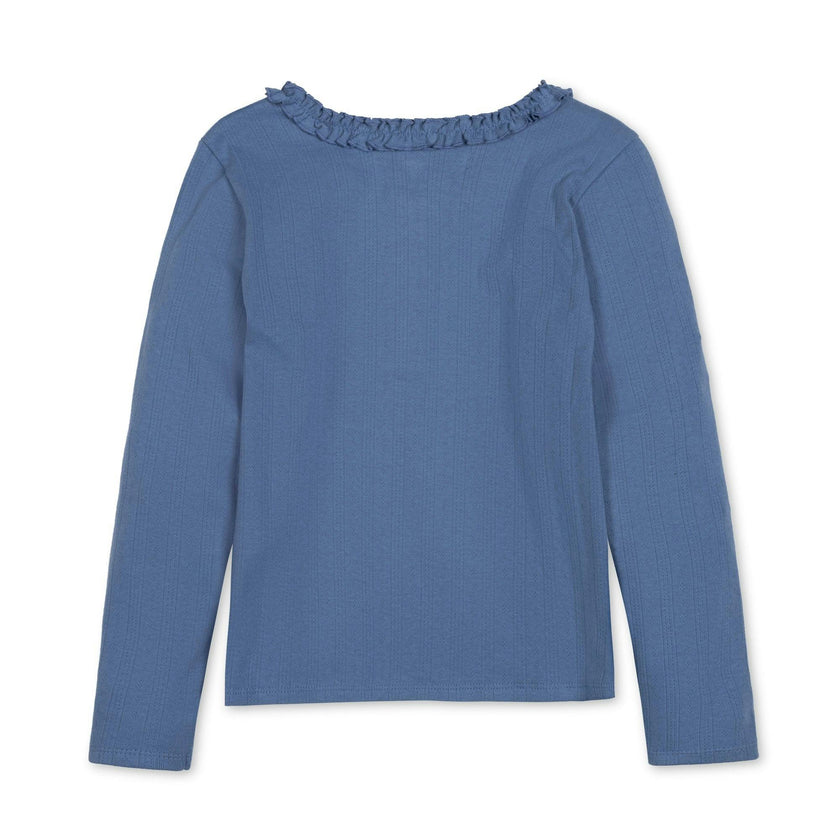 Organic Ruffle Neck Knit Top