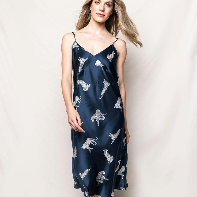 Women's Silk Cosette Nightgown in Panthère de Nuit