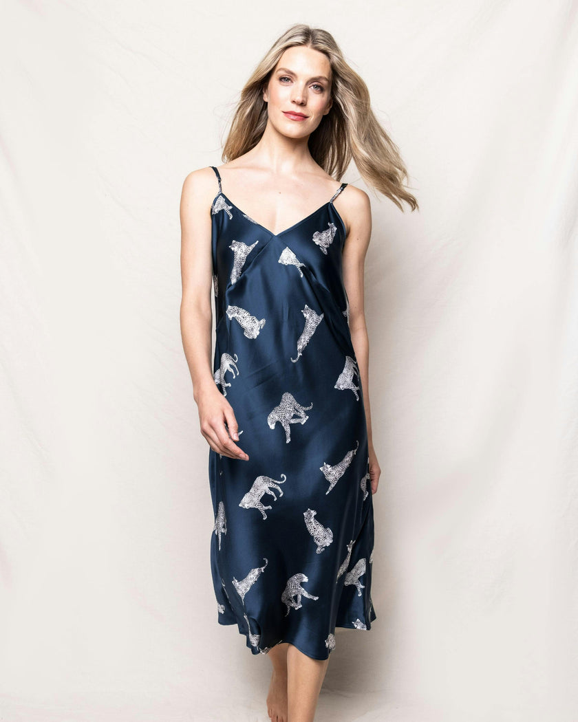 Women's Silk Cosette Nightgown in Panthère de Nuit