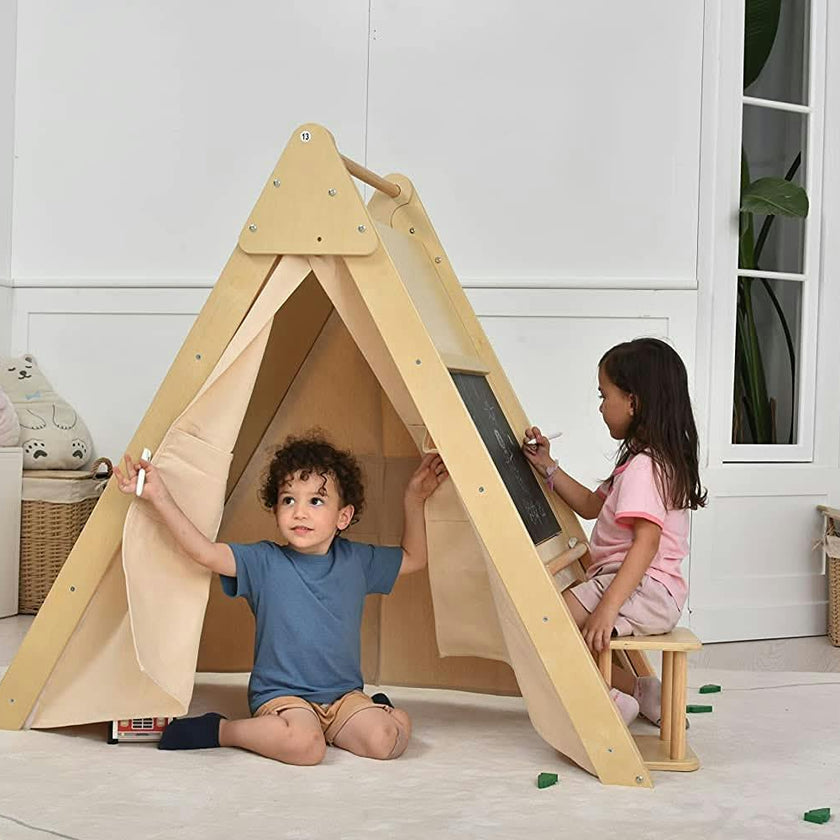 Oak - Wood Learning Tent and Climber with Desk and Chair