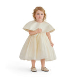 Beige Dovera Timeless Cape-Overlay Gown