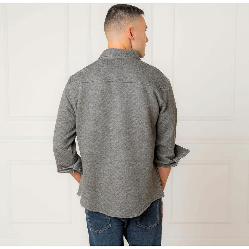 Men's Long Sleeve Quilted Shirt Jacket, Grey