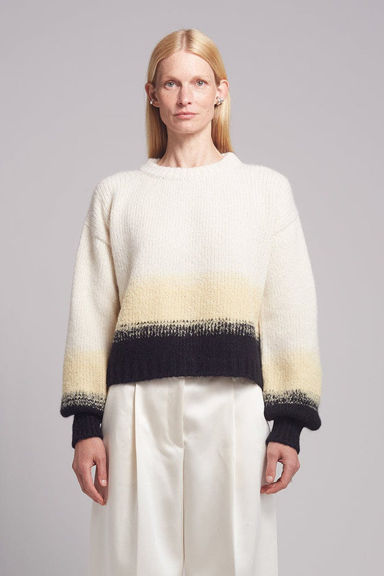 SONIA COLOR-BLOCK SWEATER | IVORY/BUTTER/BLACK